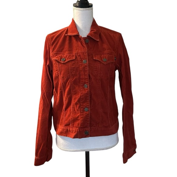 Abercrombie & Fitch Cotton Corduroy Trucker Jacket Women’s SZ M in Rust Red - Picture 1 of 5